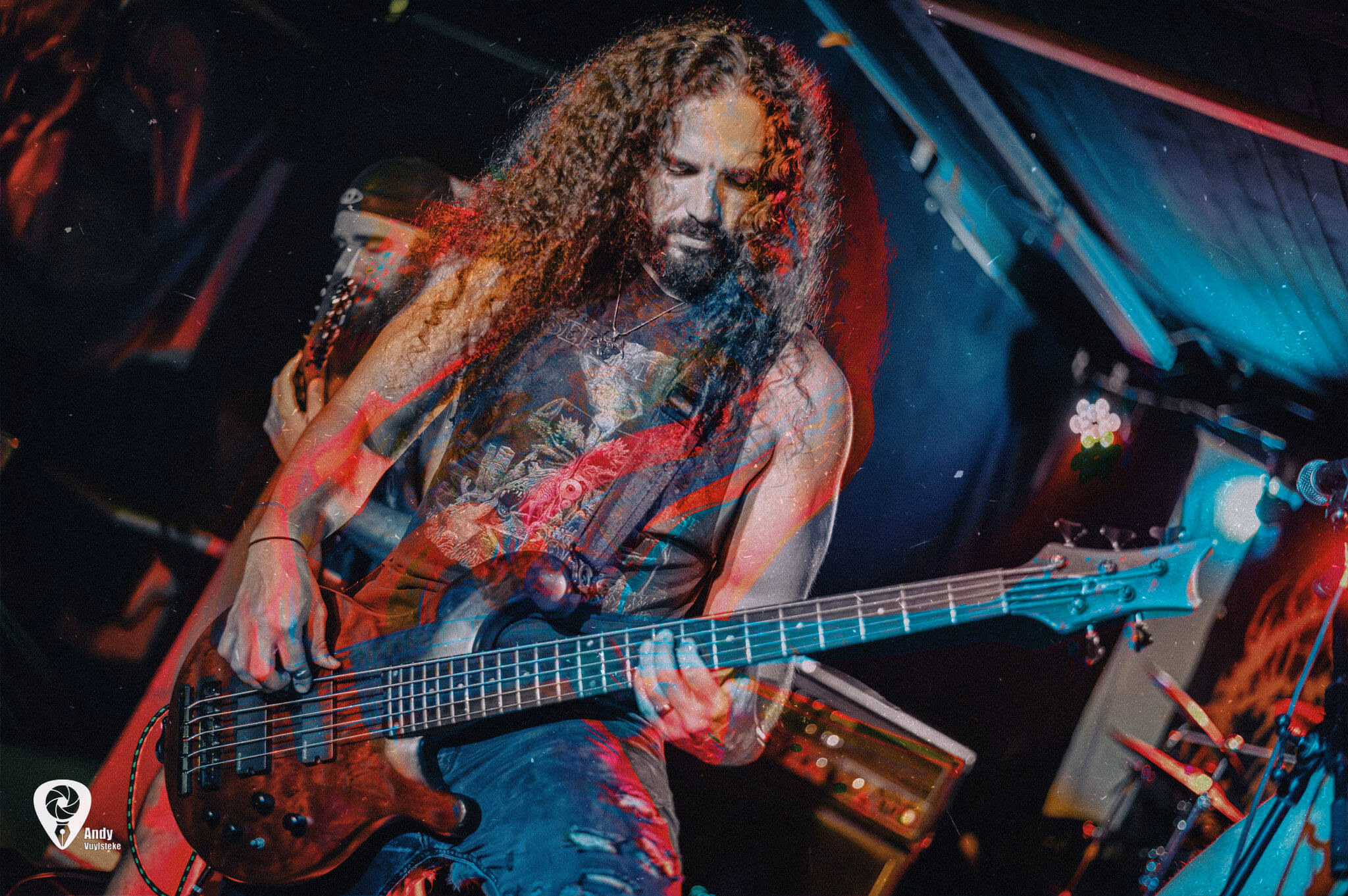 Photo of one of the members in Replicant playing a live show