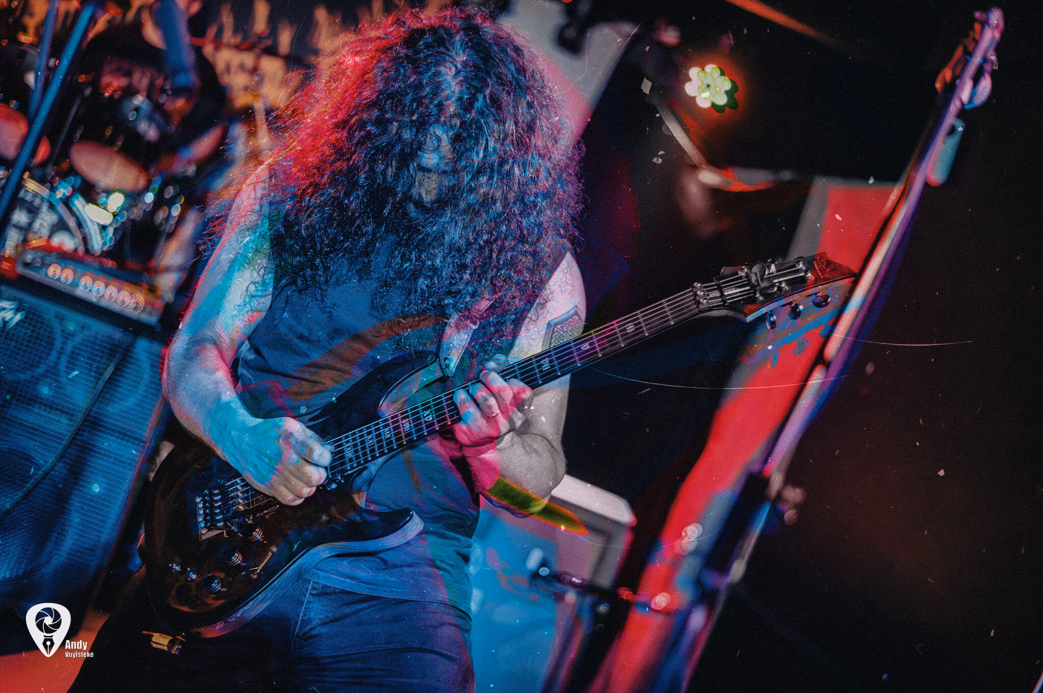 Photo of one of the members in Replicant playing a live show